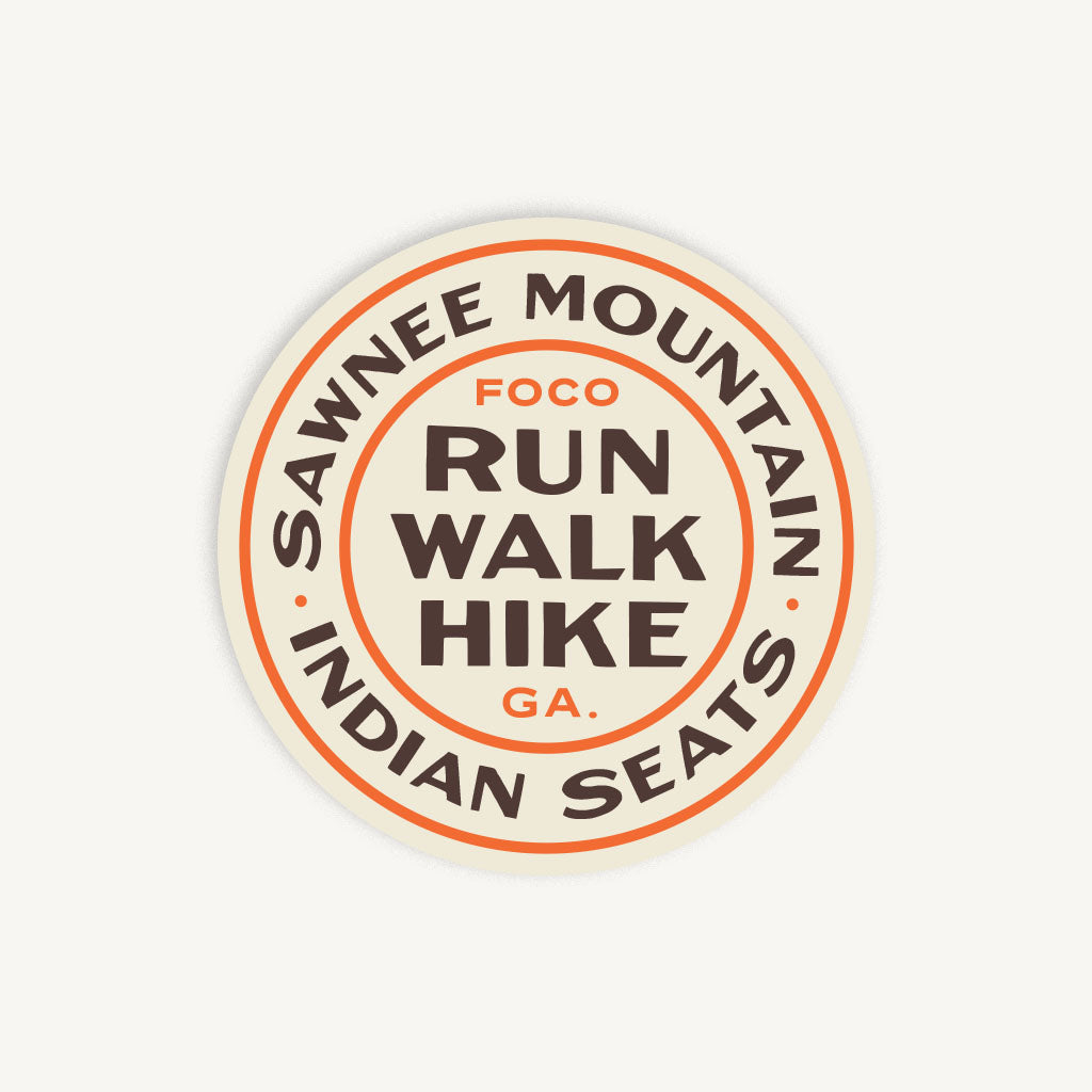 Run Walk Hike Sawnee Mountain Sticker Orange